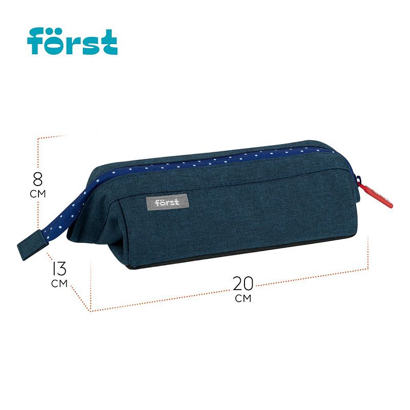 Пенал мягкий 1 отделение, 200*130*80 Först "Denim", полиэстер 