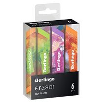 Ластик Berlingo "Collision", 6шт., треугольный, скошенный, 80*15*15мм, PVC бокс