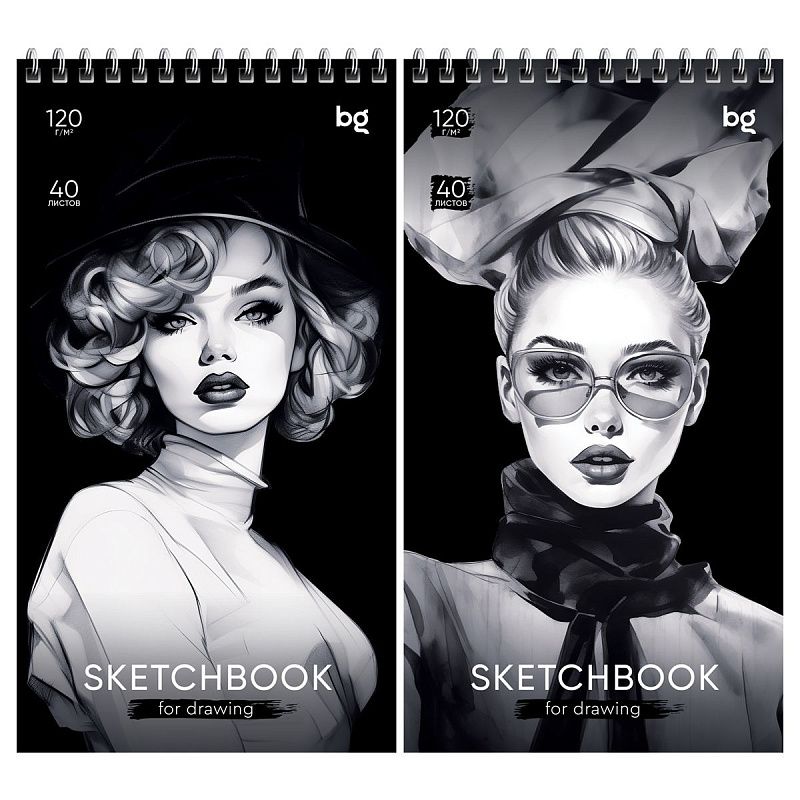 Скетчбук 40л. А5 на гребне BG "Fashion Week", 120г/м2