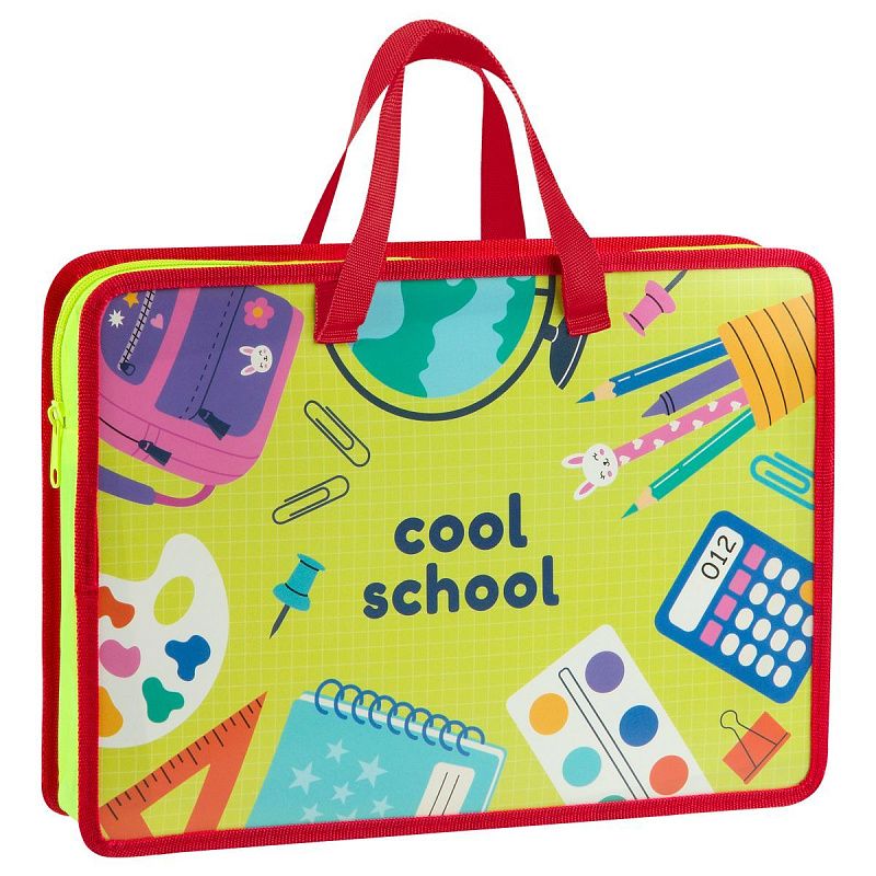 Папка с ручками А4 ArtSpace "Папка школьника ", пластик, на молнии, 70мм