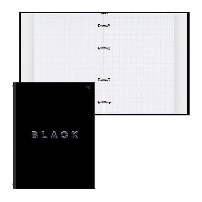 Тетрадь на кольцах А5, 120л., BG "Just black", soft-touch ламинация, выб. лак