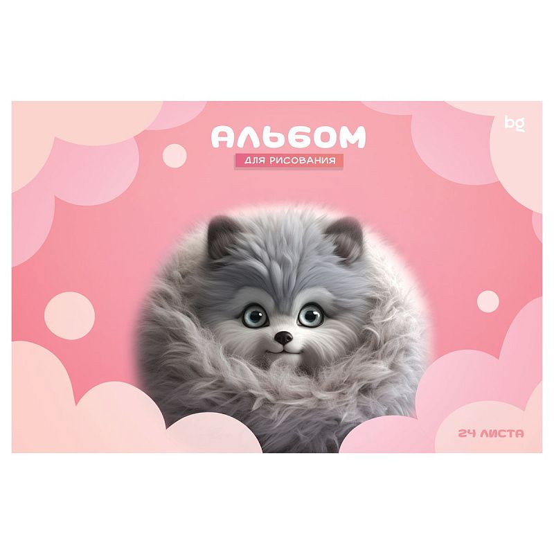 Альбом для рисования 24л., А4, на гребне BG "Пушистики", эконом