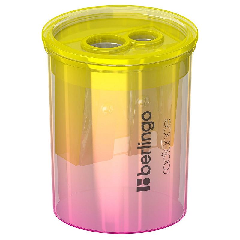 Точилка пластиковая Berlingo "Radiance" 2 отверстия, контейнер, ассорти 