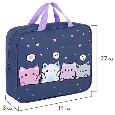 Папка на молнии с ручками BRAUBERG KIDS А4, 1 отделение, полиэстер, 80 мм, Anti-gravity, 273313 