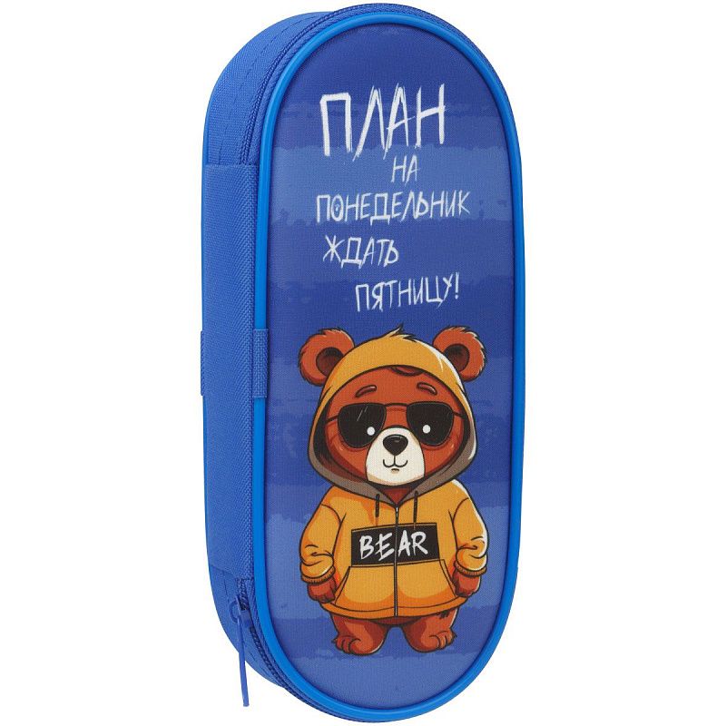 Пенал корпусный 1 отделение, 220*95*50 Мульти-Пульти "Мишка", полиэстер