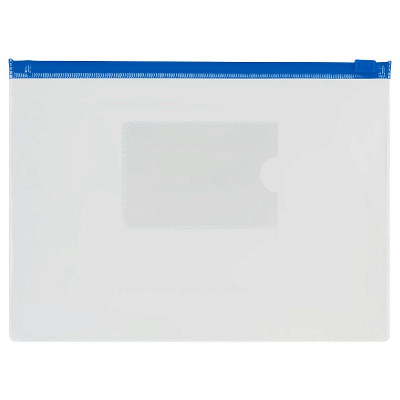 Папка-конверт на zip-молнии СТАММ В5, ПВХ, 120мкм, прозрачная, цветная молния, карман, ассорти 