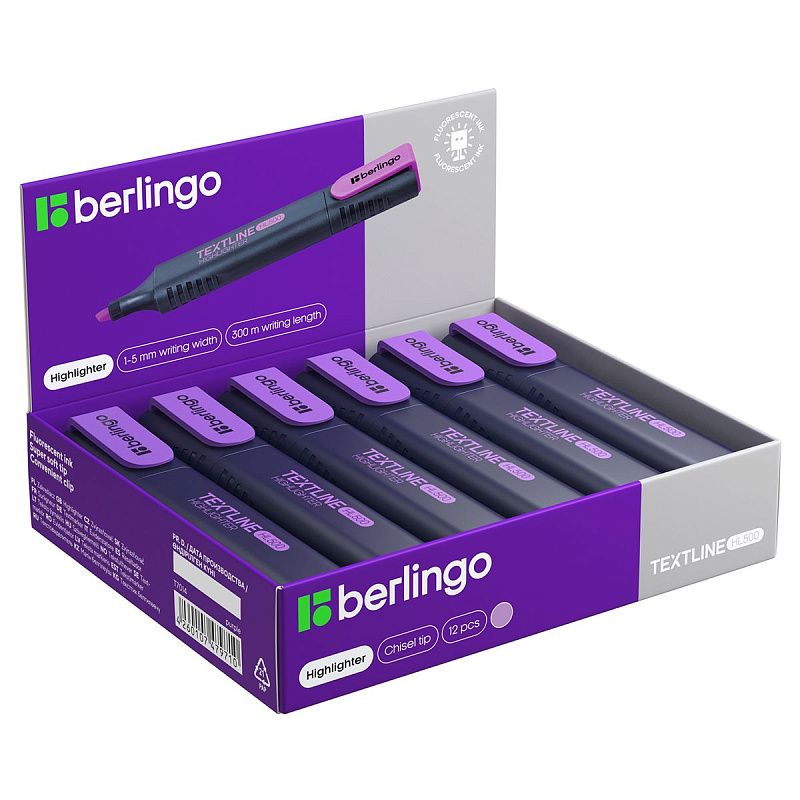 Текстовыделитель Berlingo "Textline HL500" фиолетовый, 1-5мм 