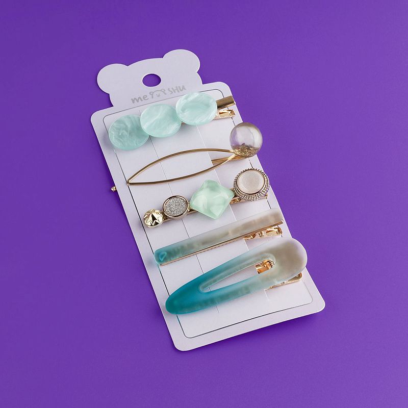 Заколки для волос MESHU, цвет бирюза, 5шт., европодвес