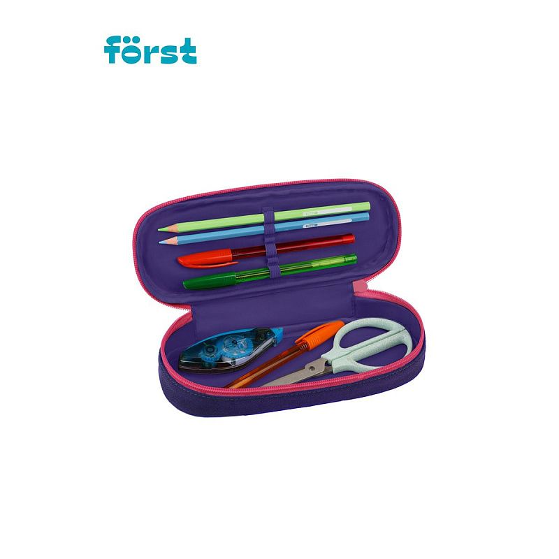 Пенал корпусный 1 отделение, 220*90*45 Först "Funny cat", полиэстер 