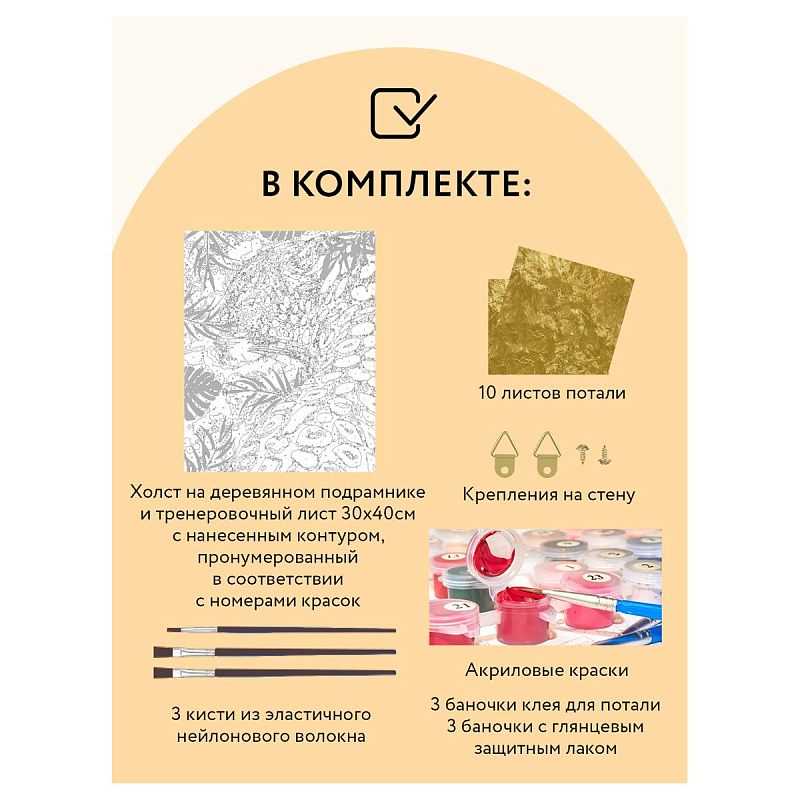 Картина по номерам на холсте ТРИ СОВЫ "Гепард", 30*40, с поталью, акриловыми красками и кистями