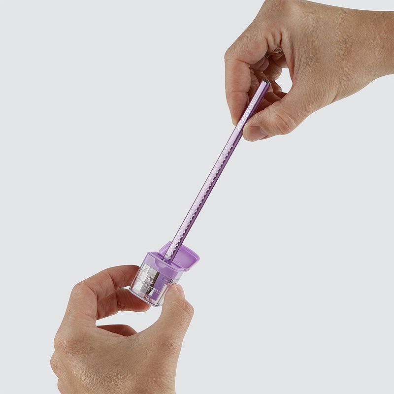 Точилка пластиковая Faber-Castell Mini box,1 отверстие, контейнер, ассорти, пастельные цвета 