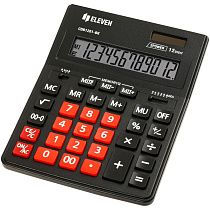 Калькулятор настольный Eleven Business Line CDB1201-BK/RD, 12 разрядов, двойное питание, 155*205*35мм, черный/красный