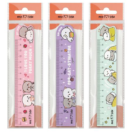 Линейка 15см MESHU "Сute Kittens", деревянная,  ассорти, европодвес 