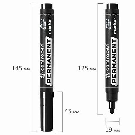 Маркер перманентный CENTROPEN 8566, ЧЕРНЫЙ, круглый наконечник, 2,5 мм, 5 8566 0112 