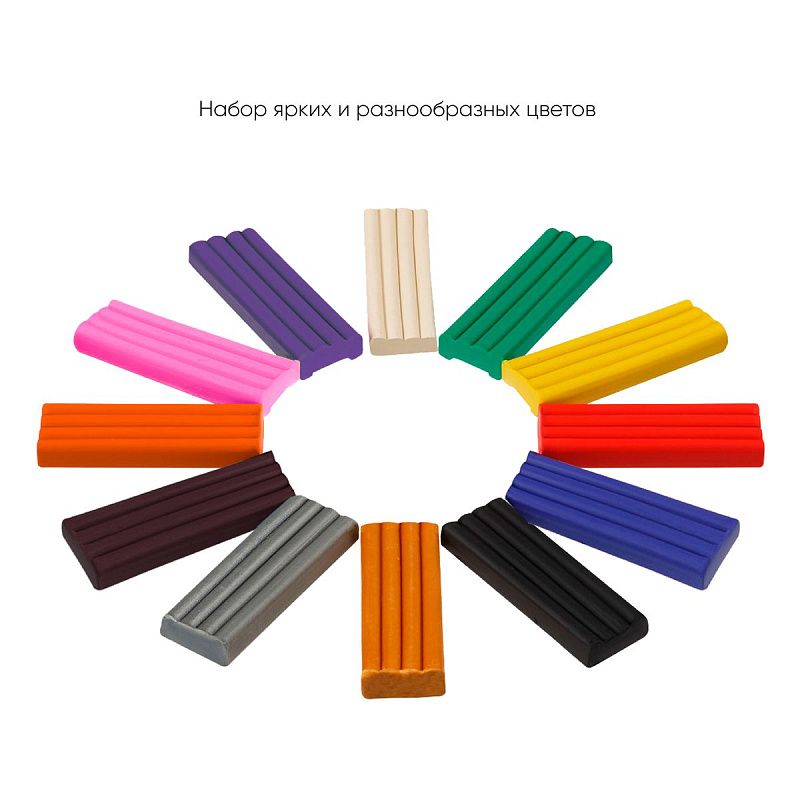 Пластилин Гамма "Оранжевое солнце", 12 цветов (10 классич., золотой, серебряный), 172г, со стеком, картон. упаковка