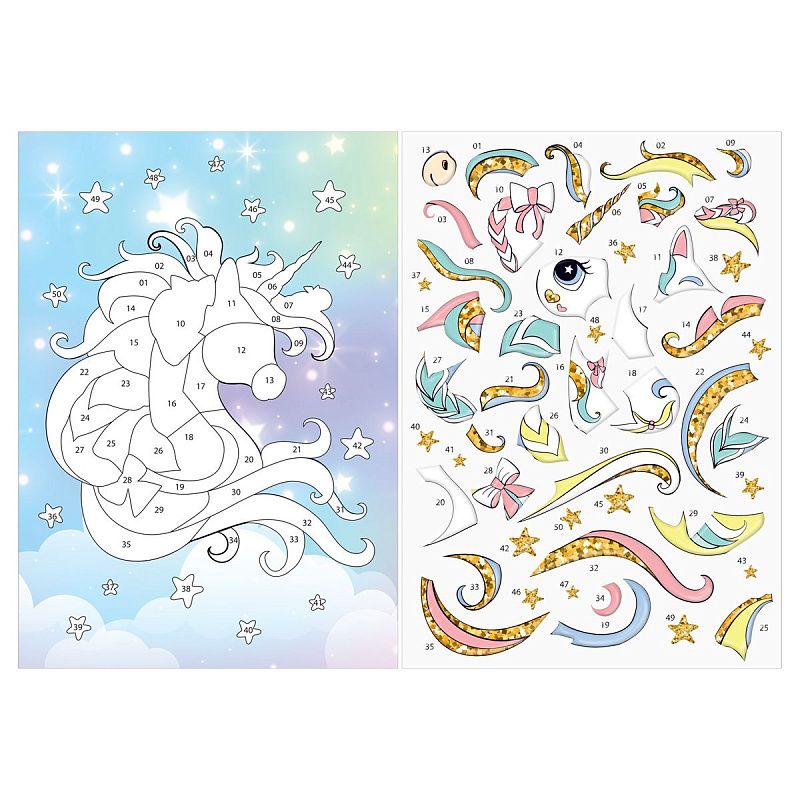 Аппликация наклейками ТРИ СОВЫ "Единорог", А4, 1 основа, объемные наклейки, картонный конверт