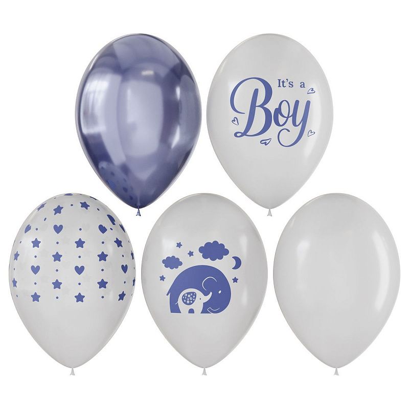 Воздушные шары, 10шт., М12/30см, MESHU "It's boy", пастель, ассорти