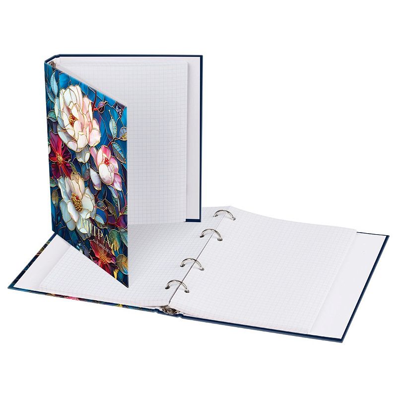 Тетрадь на кольцах А5, 120л., BG "Витраж", глянцевая ламинация, тиснение фольгой