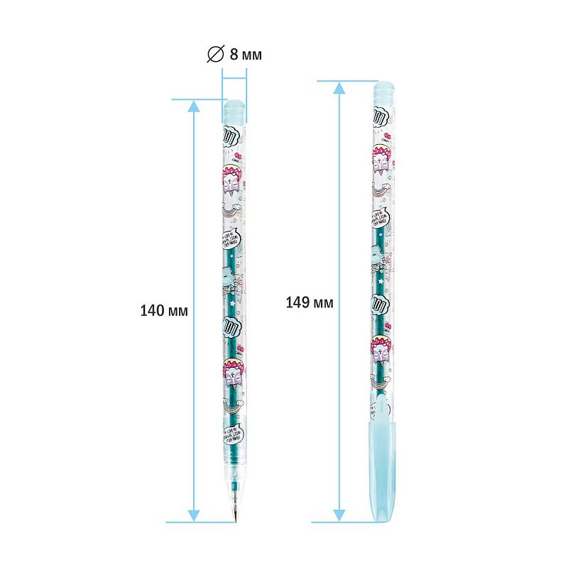 Набор гелевых ручек ArtSpace "Кот-сластена" 06цв., 1,0мм, с блестками, ПВХ чехол 