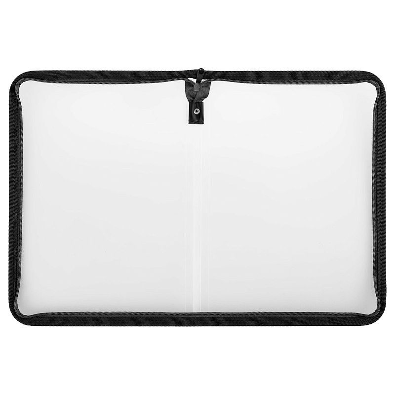 Папка на молнии СТАММ "Кристалл" А4, 500мкм, пластик, молния вокруг, бесцветная 