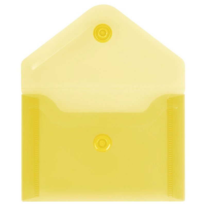 Папка-конверт на кнопке СТАММ А7 (74*105мм), 150мкм, пластик, прозрачная, желтая 