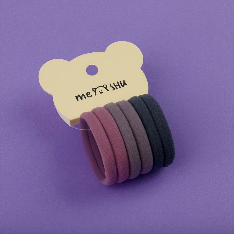 Резинки для волос MESHU "Essence thin", винные, коричневые, графитовые, 6шт., диаметр 4см, европодвес