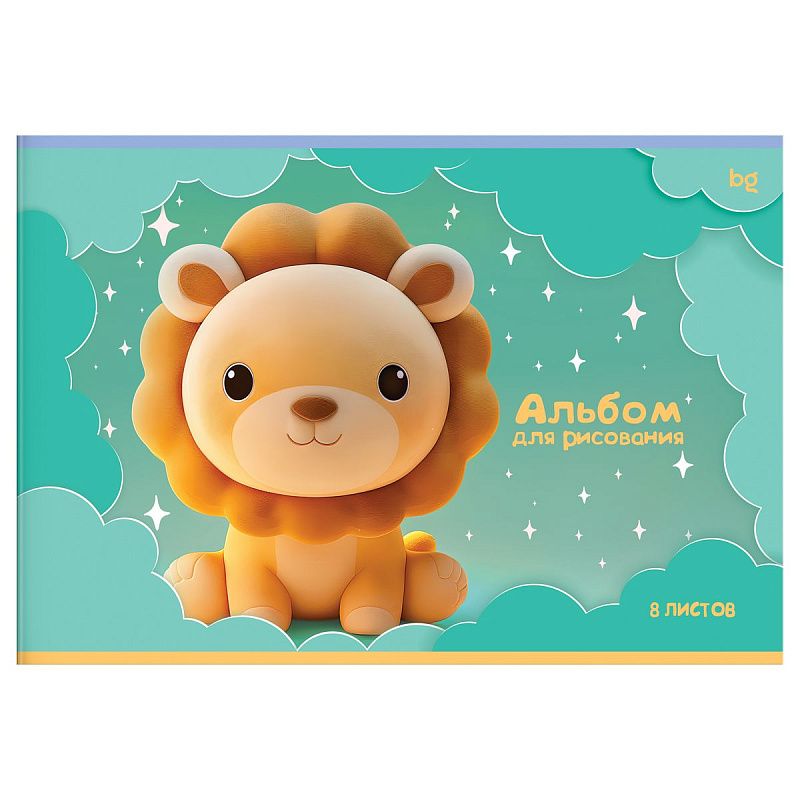 Альбом для рисования 08л., А4, на скрепке BG "Малыши", эконом