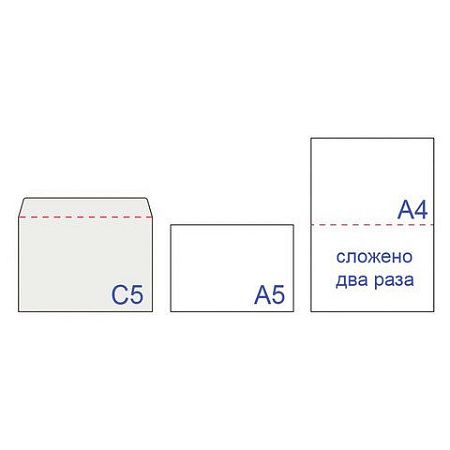 Конверты С5 (162х229 мм), отрывная лента, 80 г/м2, КОМПЛЕКТ 1000 шт.