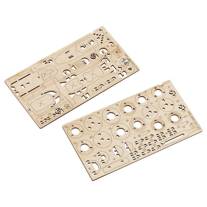 Конструктор деревянный ТРИ СОВЫ "Гоночный болид",10*5,7*3см, 50 деталей, пакет с еврослотом 