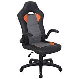 Кресло компьютерное BRABIX "Skill GM-005", откидные подлокотники, экокожа, черное/оранжевое, 532495