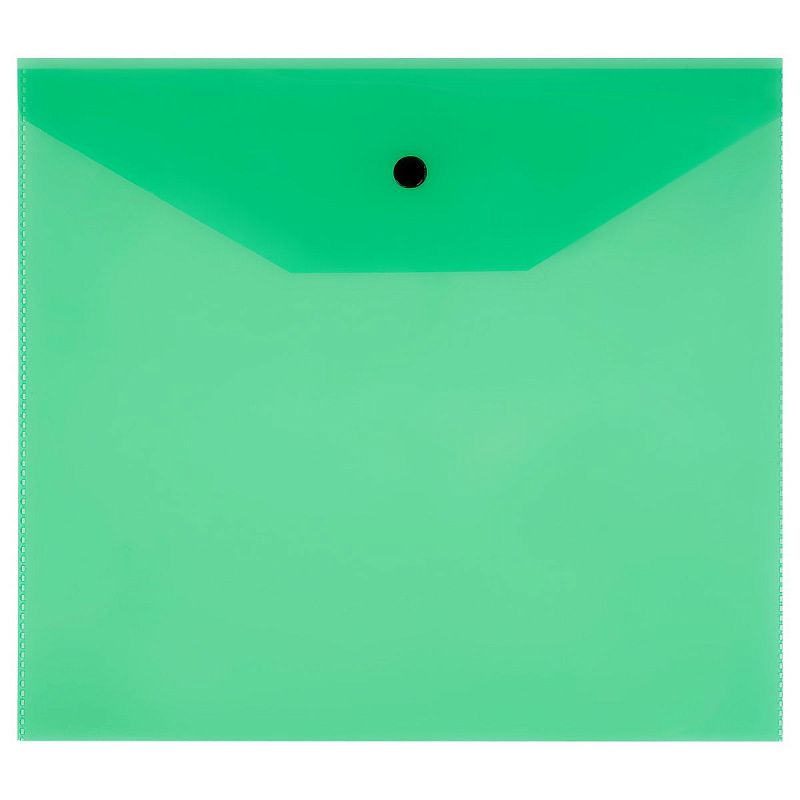 Папка-конверт на кнопке СТАММ А5+, 120мкм, пластик, прозрачная, зеленая