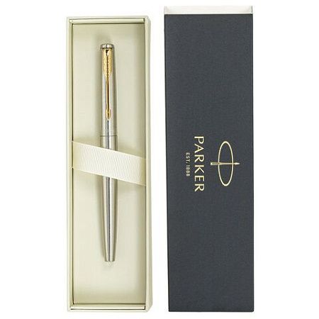 Ручка перьевая PARKER "Jotter Core Stainless Steel GT", ежедневник А5 черный, пакет, 880902 
