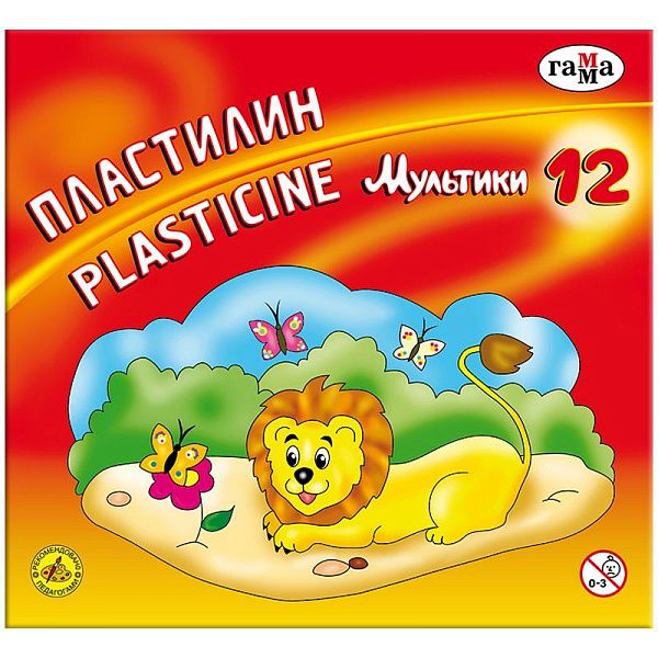 Пластилин Гамма "Мультики", 12 цветов, 240г, со стеком, картон. упак.