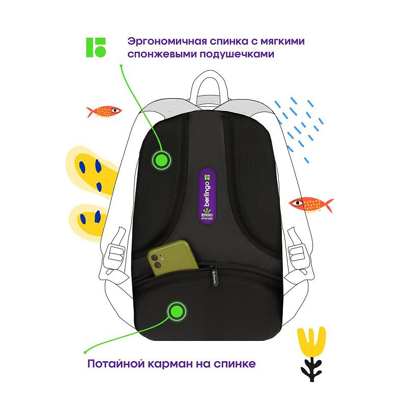 Рюкзак Berlingo inStyle "Warrior" 41*27*20 см, 3 отделения, 2 кармана, эргономичная спинка 