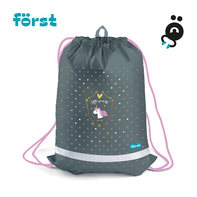 Мешок для обуви 1 отделение Först "Little princess", 360*460мм, вентиляционная сеточка, светоотражающая полоса 