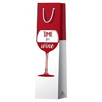 Пакет подарочный 12*36*8,5см ArtSpace "Time for wine. Red", матовое ламинирование, выб. лак, под бутылку Пакет подарочный 12*36*8,5см ArtSpace "Time for wine. Red", матовое ламинирование, выб. лак, под бутылку