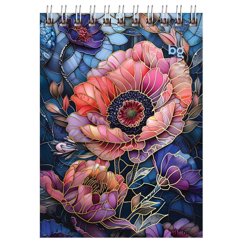 Блокнот А6 80л. на гребне BG "Витраж", глянцевая ламинация, тиснение фольгой, твердая обложка