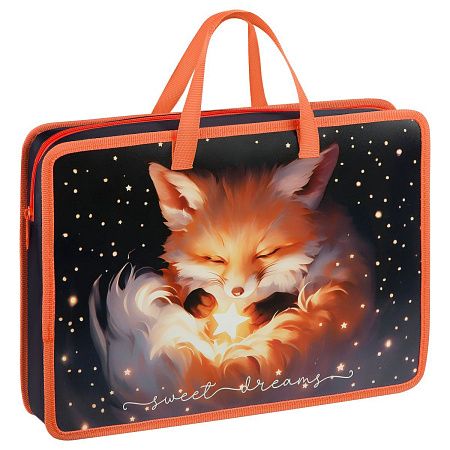 Папка с ручками А4 ArtSpace "The Magic Fox", пластик, на молнии, 70мм