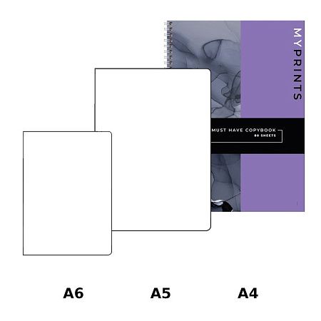 Тетрадь 80л., А4 клетка на гребне BG "My prints", матовая ламинация, твердая обложка