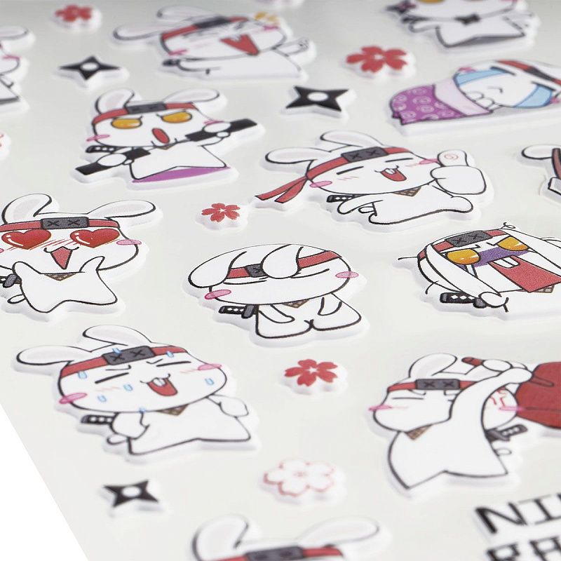 Наклейки объемные MESHU "Ninja Rabbit", 10*23см, инд. уп., европодвес