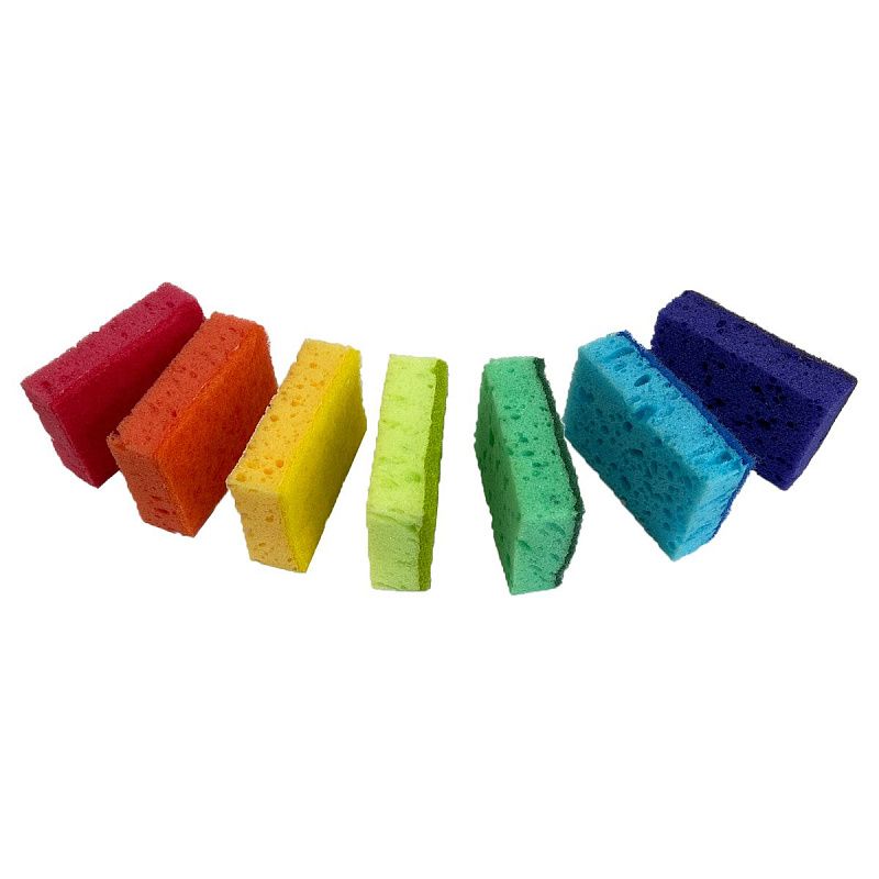 Губки для посуды York "Колор Люкс", поролон с абразивным слоем, 10*7*3см, 7шт.