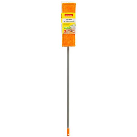 Швабра OfficeClean Professional, ручка 110см, пласт. флаун. 40см, насадка МОП микрофибра (карманы)