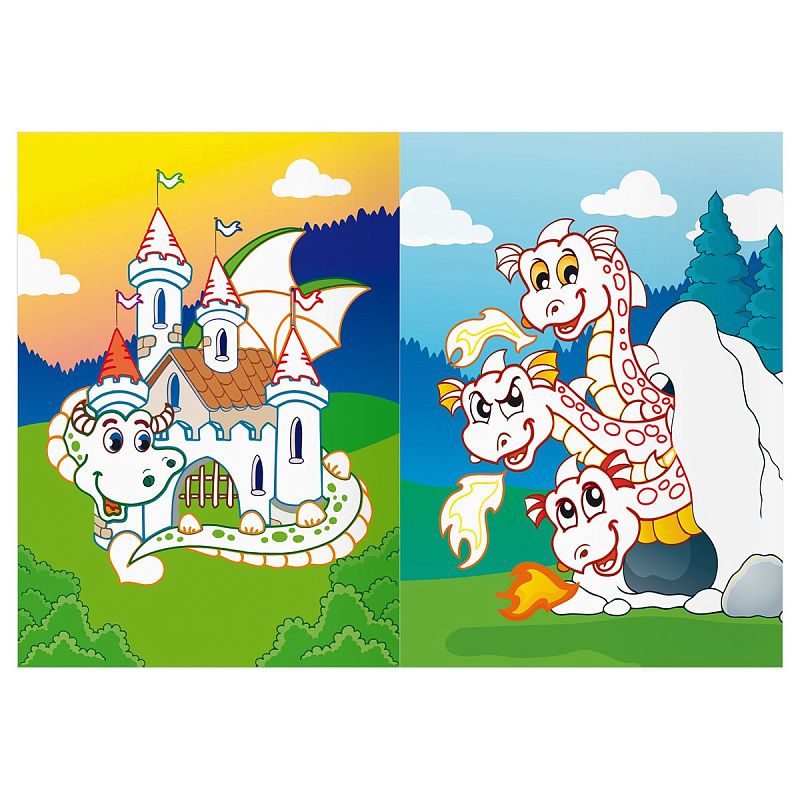 Раскраска А5 ТРИ СОВЫ "Дракончики", 8стр., цветной фон