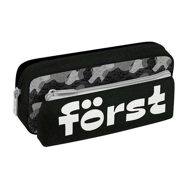 Пенал мягкий 2 в 1, 1 отделение, 205*80*40 Först "Grey military", съемная косметичка на липучке
