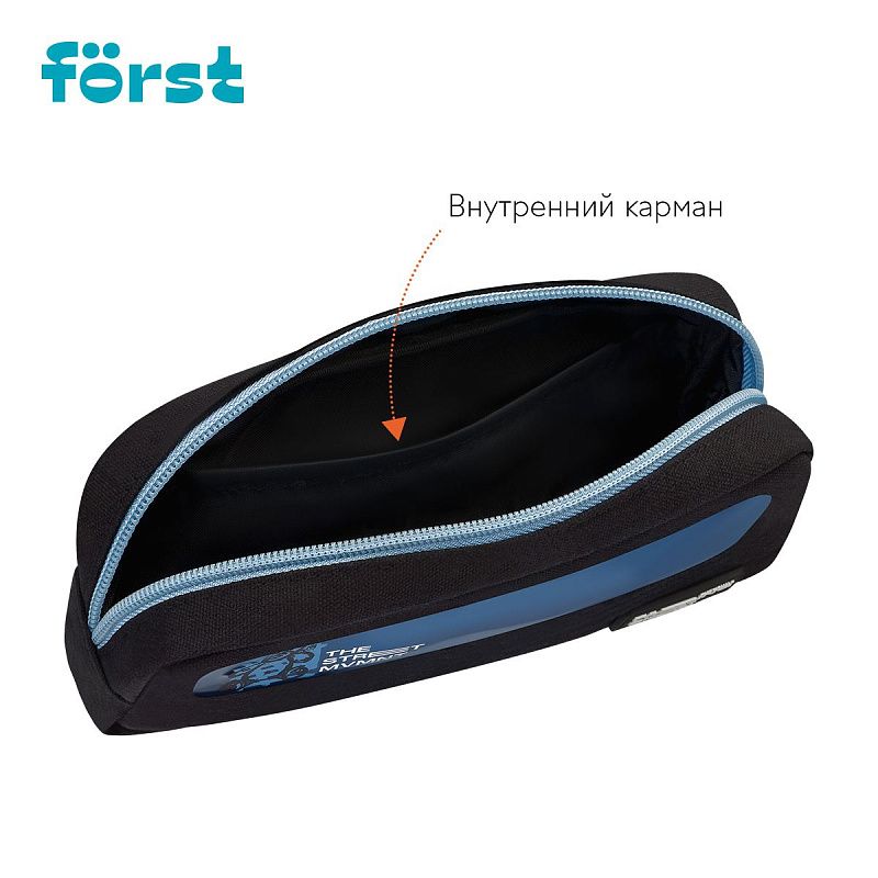 Пенал мягкий с прозрачным окошком, 1 отделение, 205*80*50 Först "Street Fashion", текстиль с ПВХ 