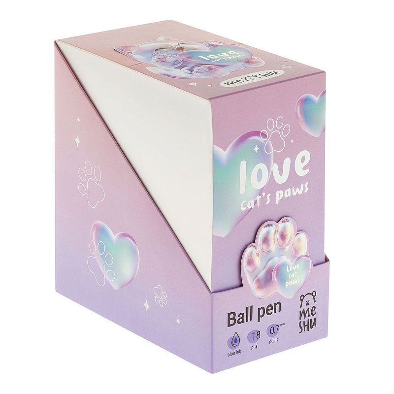 Ручка шариковая MESHU "Glossy Paw" синяя, 0,7мм, корпус ассорти 