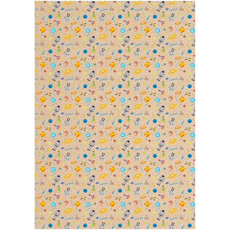 Упаковочная бумага крафт 70*100см, MESHU "Космос", 70г/м2