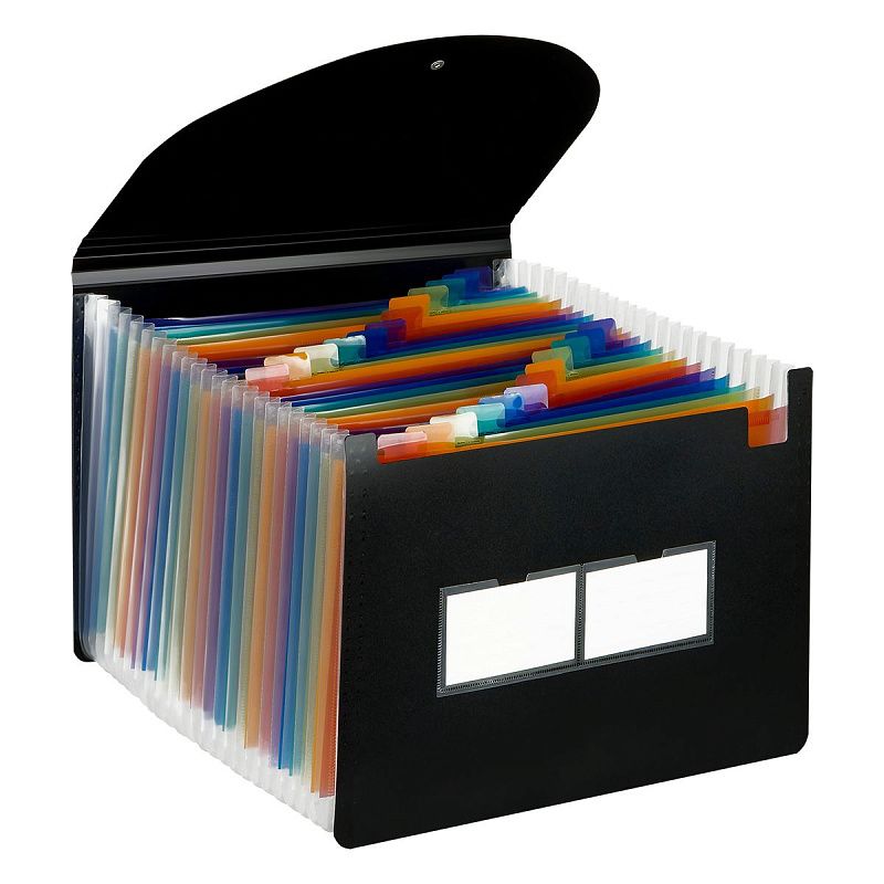 Папка-органайзер для хранения документов СТАММ А4, 25 отделений,  черный 