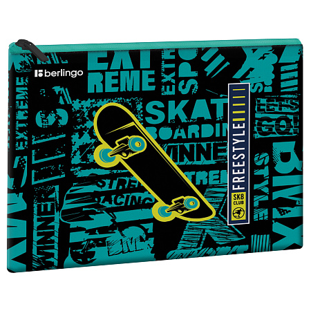 Папка 1 отделение, А5 Berlingo "Skateboarding", 255*205мм, ПВХ, на молнии