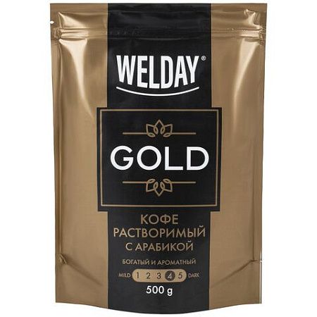 Кофе растворимый WELDAY "Platinum", сублимированный, 500 г, мягкая упаковка, 622673